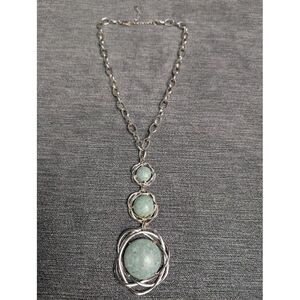 Etienne Aigner Bellini Genuine Turquoise‎ Silver Tone Necklace